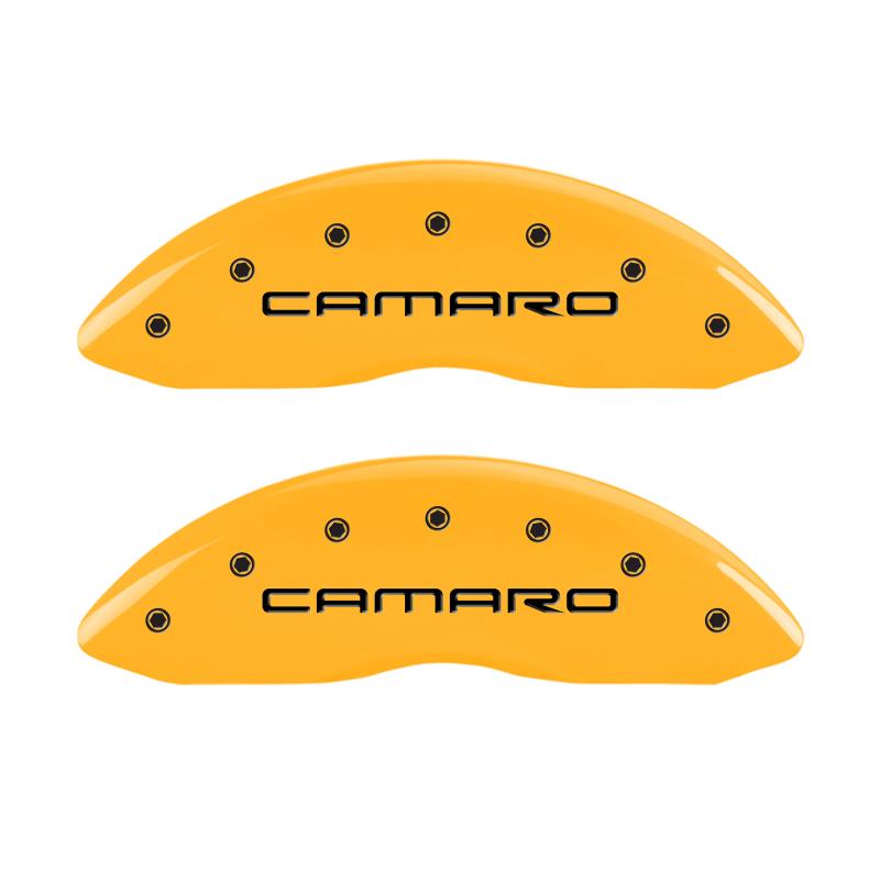 MGP 4 Caliper Covers Engraved Front Camaro Rear Gen 4/Ss Yellow Finish Black Char 1998 Chevy Camaro 14027SCS4YL Main Image