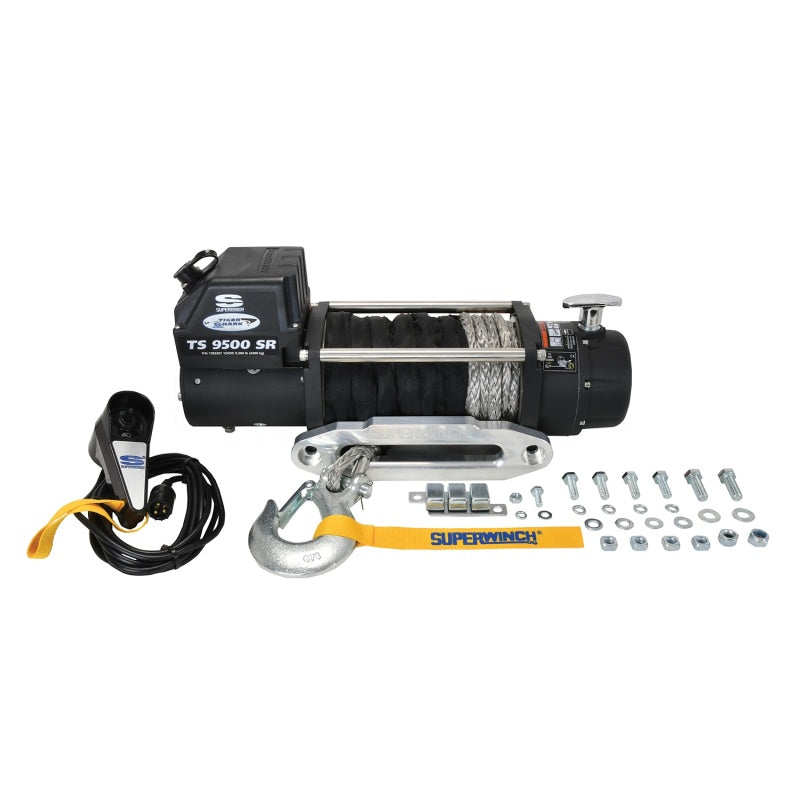 Superwinch 9500 LBS 12 VDC 3/8in x 80ft Synthetic Rope Tiger Shark 9500 Winch 1595201