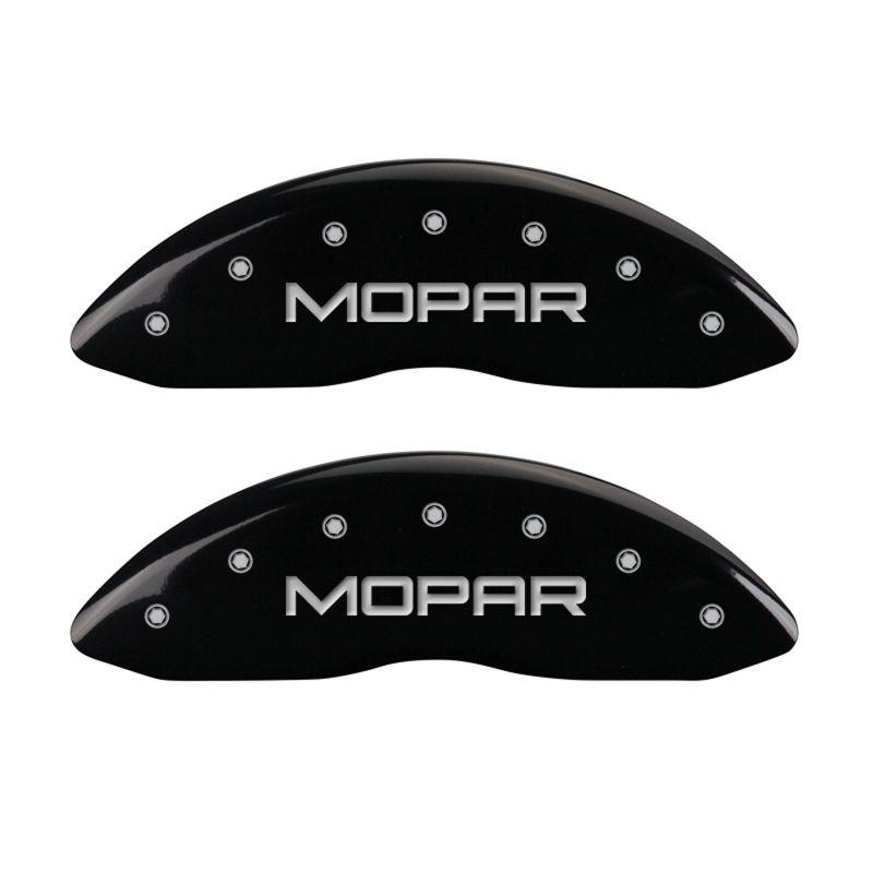 MGP 4 Caliper Covers Engraved Front & Rear MOPAR Black finish silver ch 12162SMOPBK Main Image