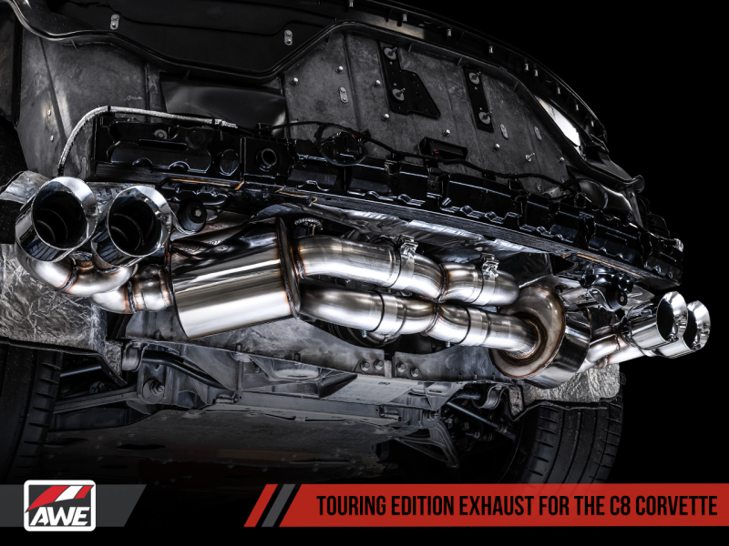 AWE Tuning 2020 Chevrolet Corvette (C8) Touring Edition Exhaust - Quad Chrome Silver Tips 3015-42151