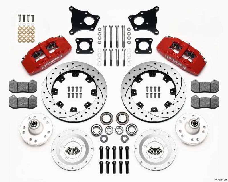 Wilwood Dynapro 6 Front Hub Kit 12.19in Drilled Red AMC 71-76 OE Disc w/o Bendix Brakes 140-13554-DR Main Image