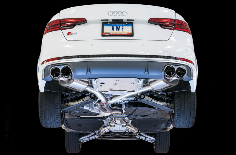 AWE Tuning Audi B9 S4 Touring Edition Exhaust - Non-Resonated (Silver 102mm Tips) 3010-42056