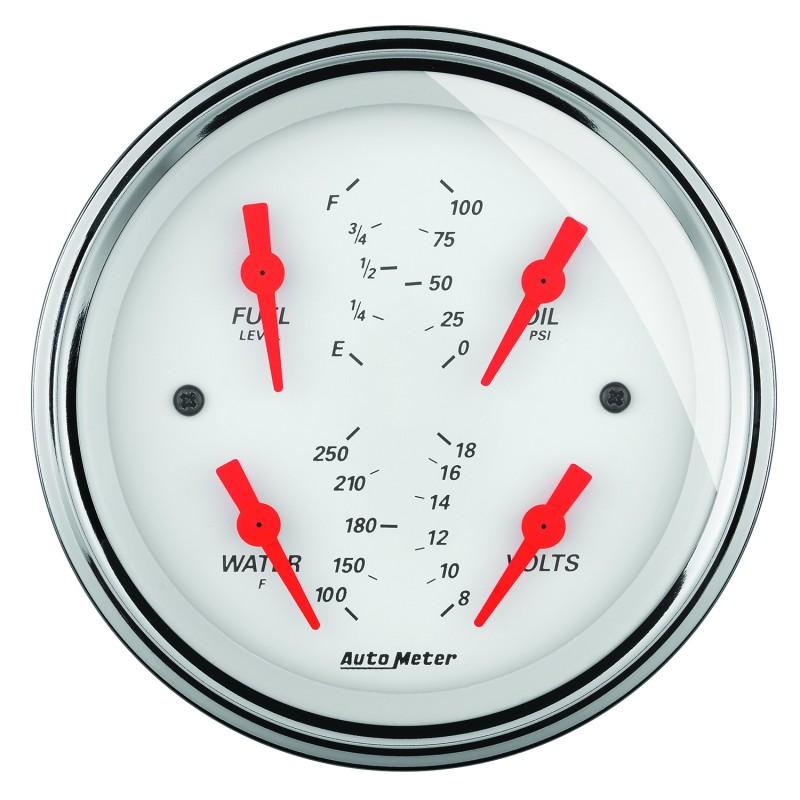 Autometer Arctic White 5in Quad GA, Fuel Level, 0-90 OHM 1319 Main Image