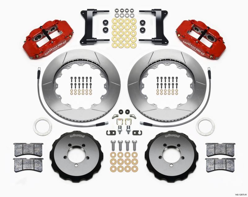 Wilwood Narrow Superlite 6R Front Hat Kit 14.00in Red 1999-2012 Subaru WRX w/Lines 140-12875-R Main Image