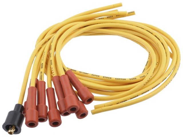 Accel Spark Plug Wires, Super Stock, Copper, 7mm, Yellow, Straight Boots