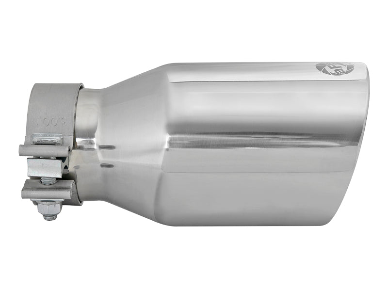 aFe MACH Force-Xp Univ 304 SS Double-Wall Clamp-On Exhaust Tip - Polished - 3in Inlet - 4.5in Outlet 49T30454-P092