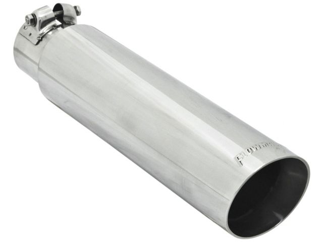 Flowmaster Exhaust Tip, Logo Embossed Polished Stainless, Double Wall, Angle Cut,