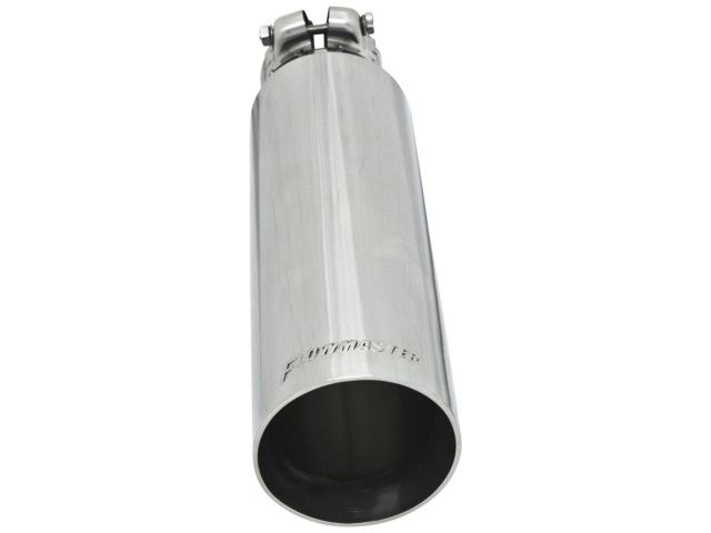 Flowmaster Exhaust Tip, Logo Embossed Polished Stainless, Double Wall, Angle Cut,
