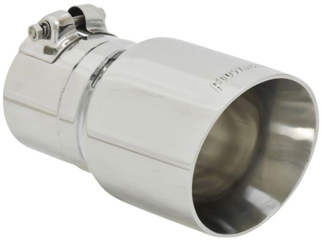 Flowmaster Exhaust Tip, Logo Embossed Polished Stainless, Double Wall, Angle Cut,