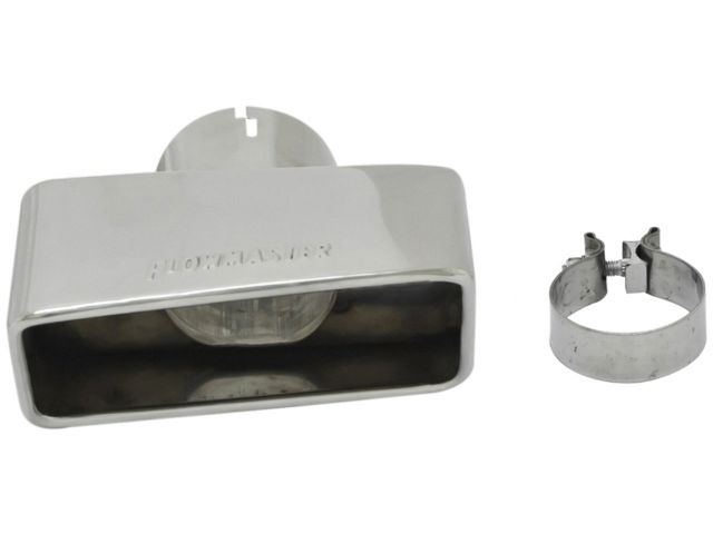 Flowmaster Exhaust Tip, Logo Embossed Polished Stainless, Single Wall, Angle Roll