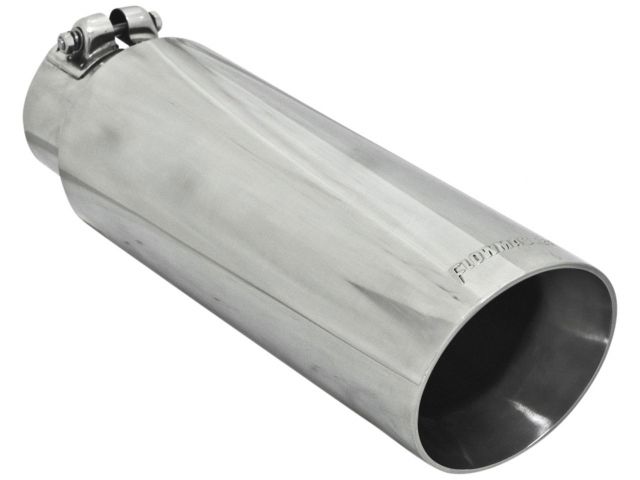 Flowmaster Exhaust Tip, Logo Embossed Polished Stainless, Double Wall, Angle Cut,