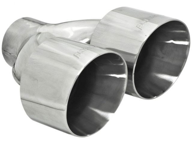Flowmaster Exhaust Tip, Logo Embossed Polished Stainless, Double Wall, Dual Angle