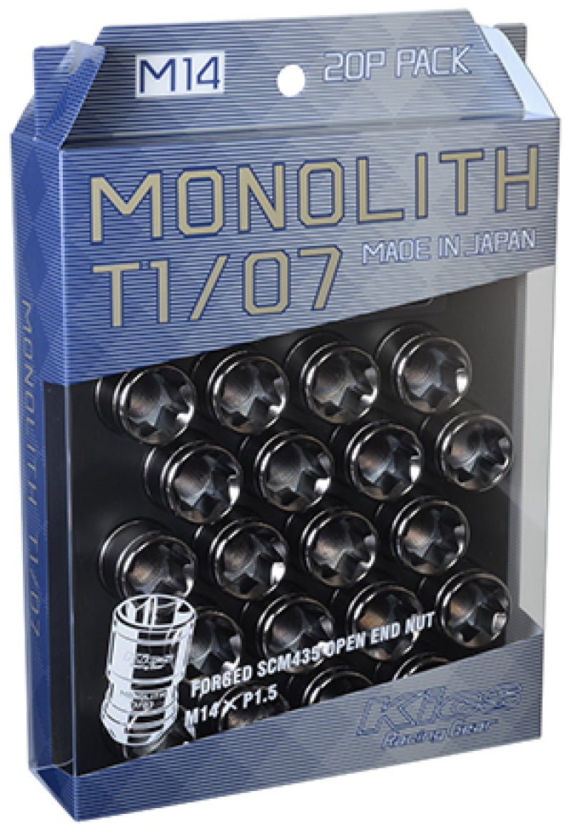 Project Kics 14 x 1.5 Glorious Black T1/07 Monolith Lug Nuts - 20 Pcs WMN04GK