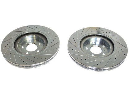 P2M Slotted - Drilled Front Brake Rotors (Pair) (Akebono) 2009 Nissan Z34