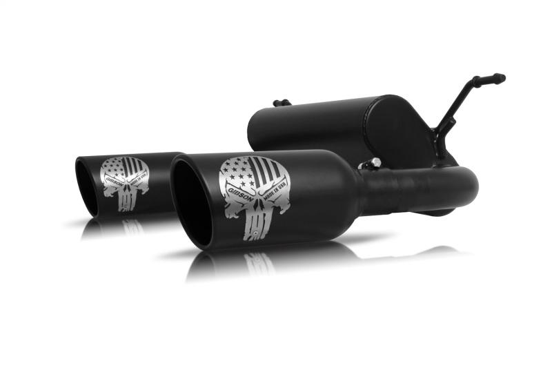 Gibson 12-17 Jeep Wrangler Sport 3.6L 2.5in Patriot Skull Series Cat-Back Dual Exhaust - Blk Ceramic 76-0031 Main Image