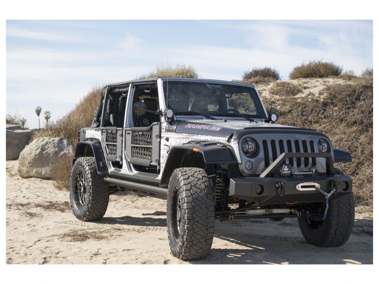 Rampage Textured Black TrailGuard Front Bumper with Built-in Winch Plate