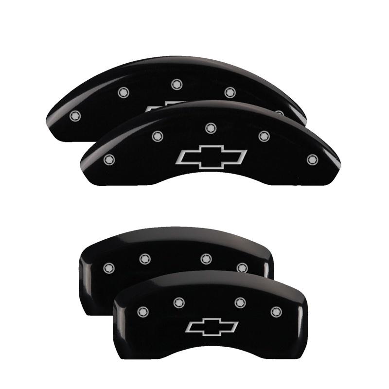 MGP 4 Caliper Covers Engraved Front & Rear Bowtie Black finish silver ch 14206SBOWBK Main Image