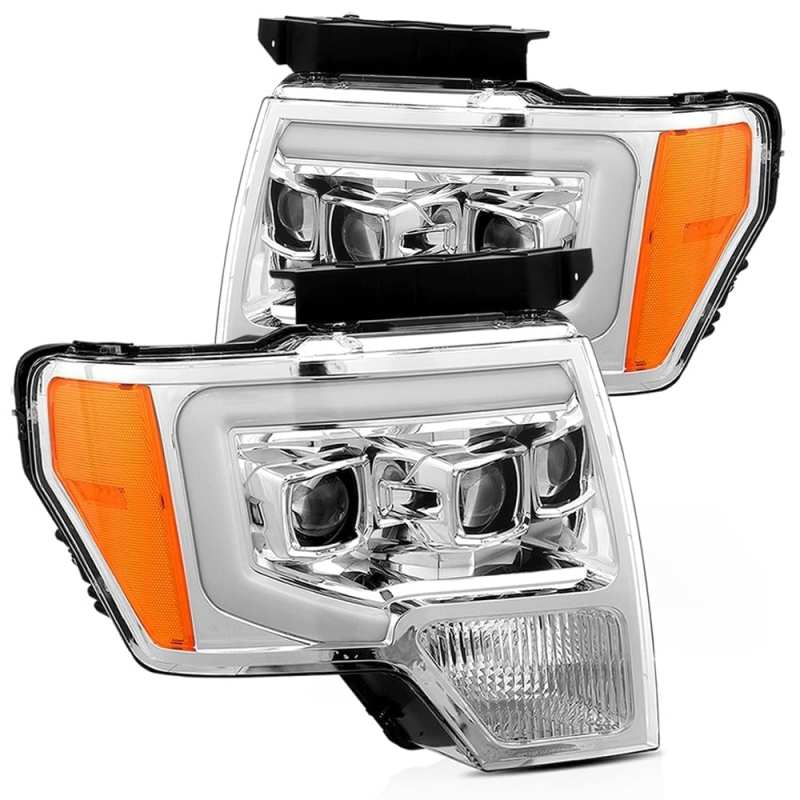 AlphaRex 09-14 Ford F-150 PRO-Series Projector Headlights Plank Style Chrm w/Activ Light/Seq Signal 880200 Main Image