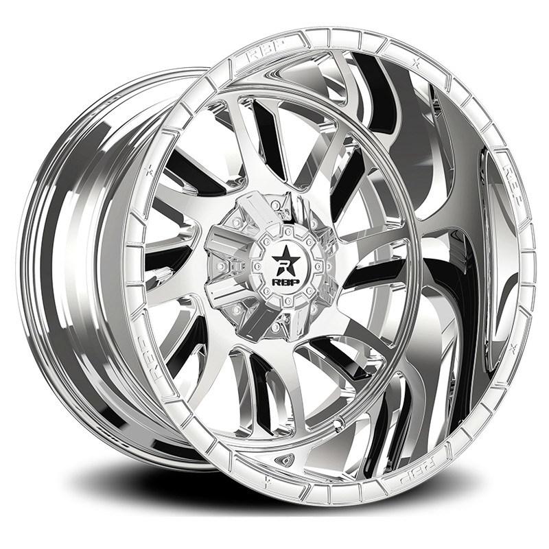 RBP 69R Swat 22x12 Blank BP / -44mm Offset 78mm CB Chrome w/Blk Inserts Wheel 69R-2212-00-44C Main Image