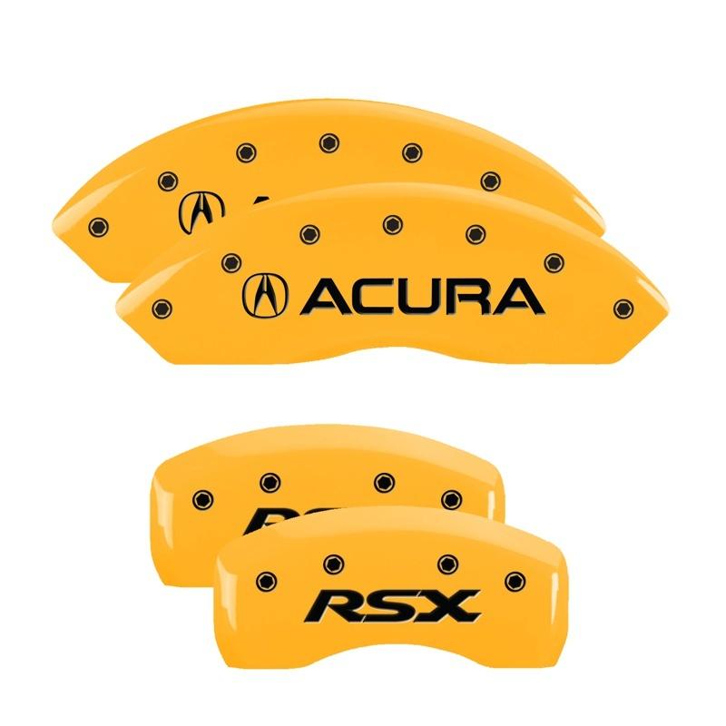 MGP 4 Caliper Covers Engraved Front Acura Rear RSX Yellow Finish Black Char 2002 Acura RSX 39005SRSXYL Main Image