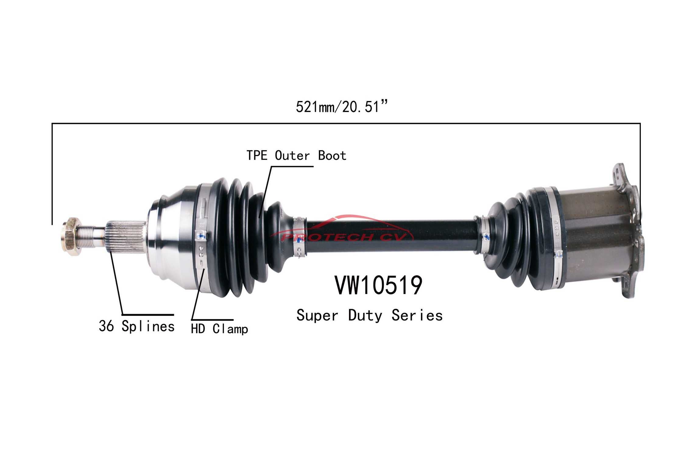 Protech CV **SUPER-DUTY SERIES** TPE BOOT EQUIPPED**  top view frsport VW10519