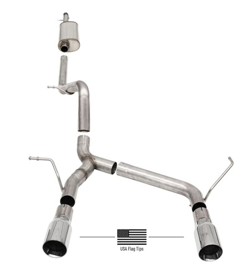 Corsa 07-18 Jeep Wrangler JKU 3.6L/3.8L 2.75in Sport Cat-Back Exhaust w/ 4in American Flag Tips 21122USA