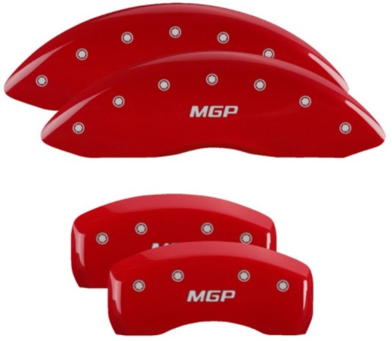 MGP 4 Caliper Covers Engraved Front & Rear MGP Red Finish Silver Char 2019 Lincoln Nautilus 36027SMGPRD