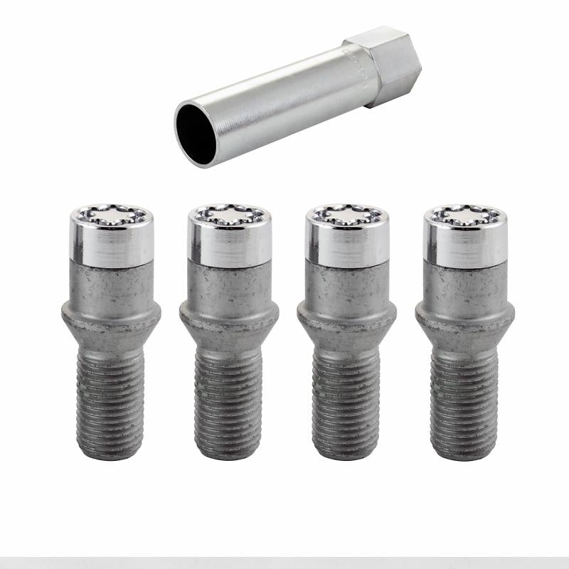 McGard Wheel Lock Bolt Set - 4pk. (Tuner / Cone Seat) M14X1.5 / 17mm Hex / 28.6mm Shank L. - Chrome 27201 Main Image