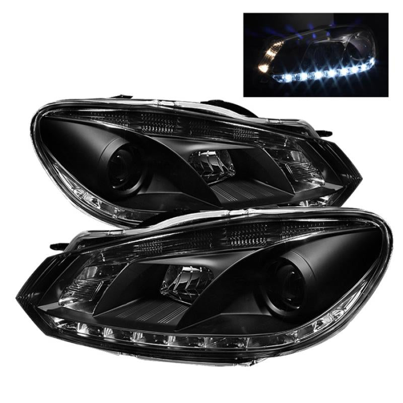 Spyder Volkswagen Golf/GTI 10-13 Projector Headlights Halogen Model- DRL Blk PRO-YD-VG10-DRL-BK 5012111 Main Image