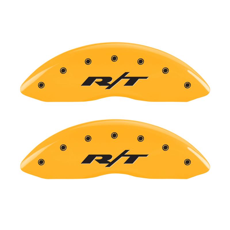 MGP 4 Caliper Covers Engraved Front & Rear RT1-Truck Yellow finish black ch 12162SRT1YL Main Image