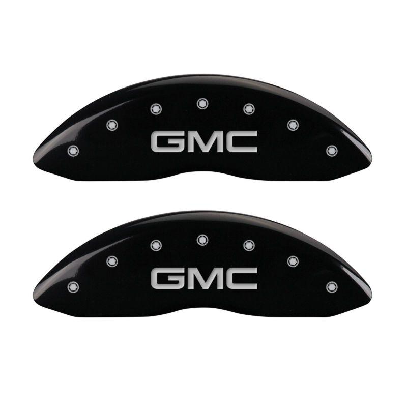 MGP 4 Caliper Covers Engraved Front & Rear GMC Black finish silver ch 34009SGMCBK Main Image