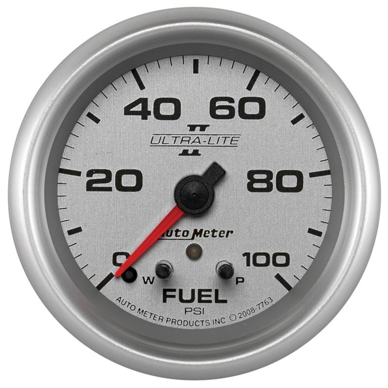 Autometer Ultra-Lite II 2 5/8in 0-100 PSI Full Sweep Electronic Fuel Pressure Gauge 7763 Main Image