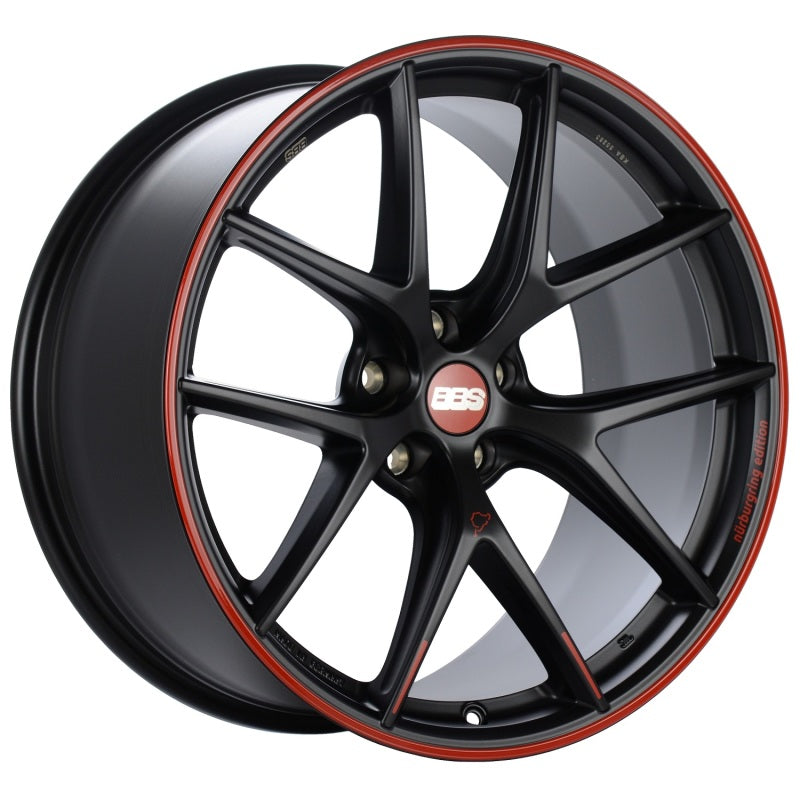 BBS CI-R Nurburgring Edition 19x8.5 5x120 ET35 Satin Black/Red Lip Wheel - 82mm PFS/Clip Req. CI2102NE