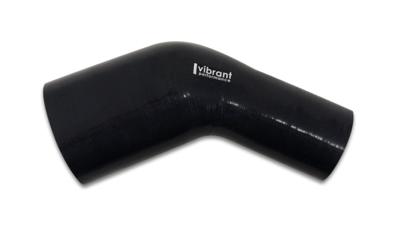 Vibrant 2.25in ID x 2.50in ID Gloss Black Silicone 45 Degree Transition Elbow 19758