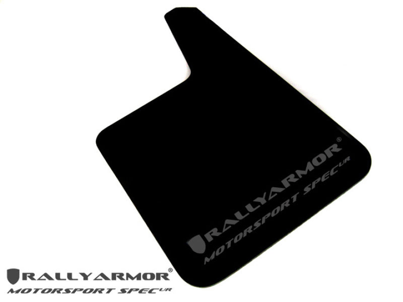 Rally Armor Universal Fitment (no hardware) MSpec Black Urethane Mud Flap w/ Gray Logo MF20-MSUR-BK/GY