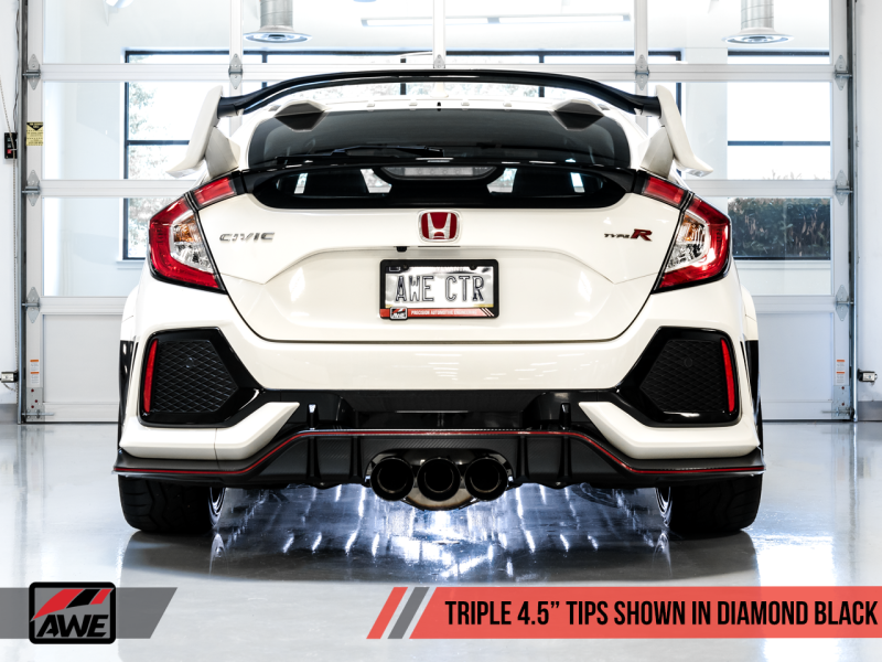 AWE Tuning 2017+ Honda Civic Type R Touring Edition Exhaust w/Front Pipe & Triple Diamond Black Tips 3015-53006