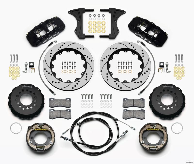 Wilwood AERO4 Rear Kit 14.00 Drilled 2005-2014 Mustang w/ BMR Suspn. w/Lines 140-13686-D Main Image