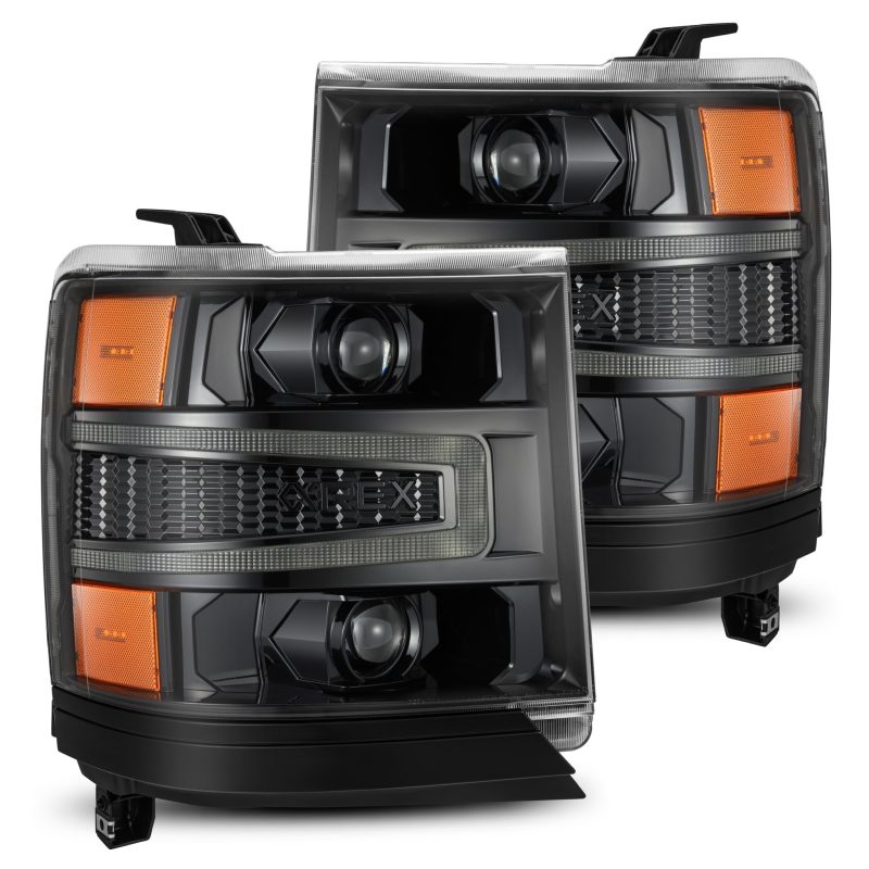 AlphaRex 16-18 Chevy 1500HD LUXX LED Proj Headlights Alpha-BK w/Seq Atv Lgt / SeqSig (Req PN 810023) 880233