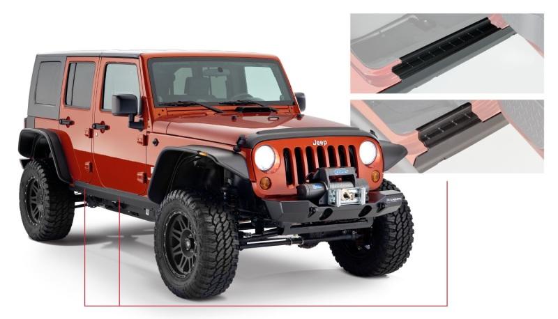 Bushwacker 07-18 Jeep Wrangler Unlimited Trail Armor Rocker Panel and Sill Plate Cover - Black 14012 Main Image