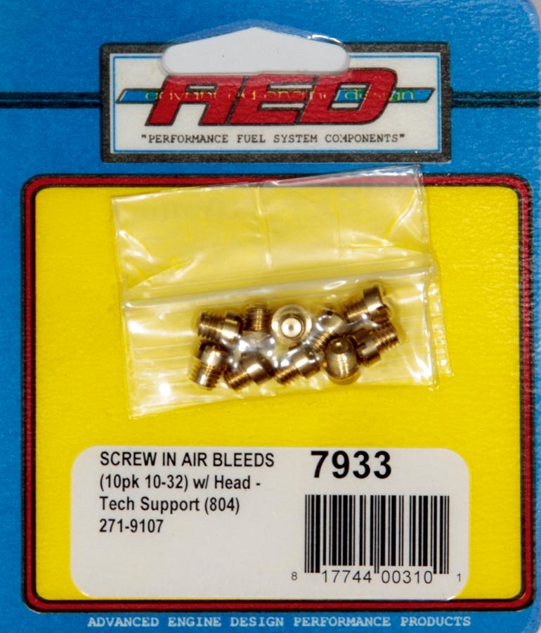 Advanced Engine Design 10-32 Screw-In Air Bleed (10pk) w/Head AED7933