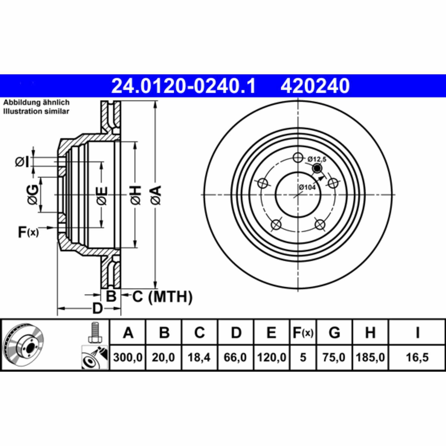 ate disc brake rotor  frsport 420240