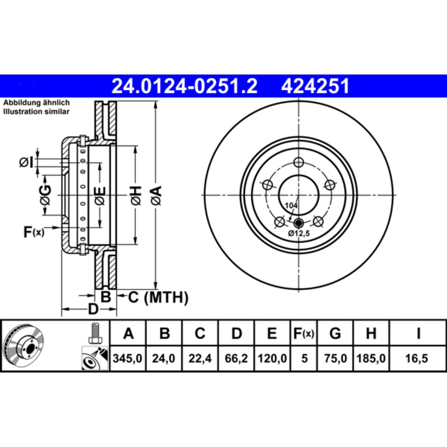 ate disc brake rotor  frsport 424251