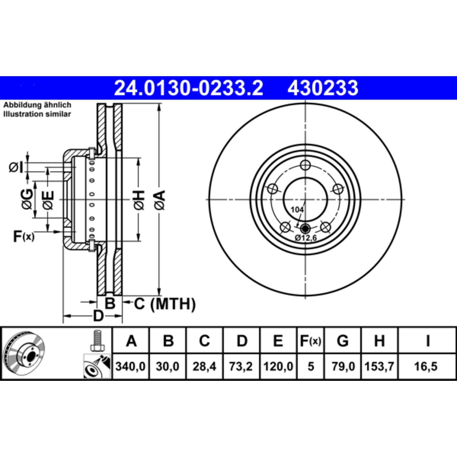 ate disc brake rotor  frsport 430233