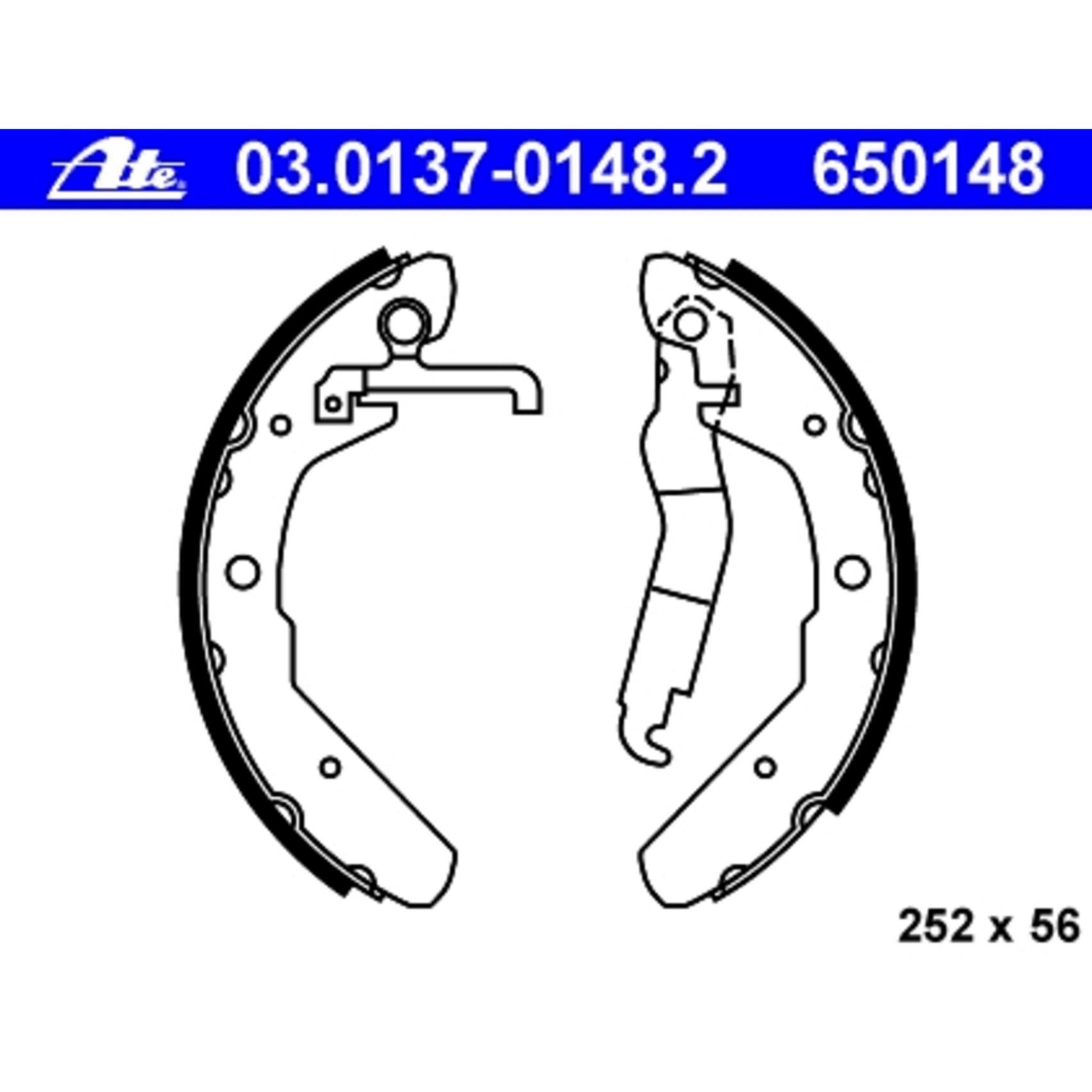 ATE Drum Brake Shoe  top view frsport 650148