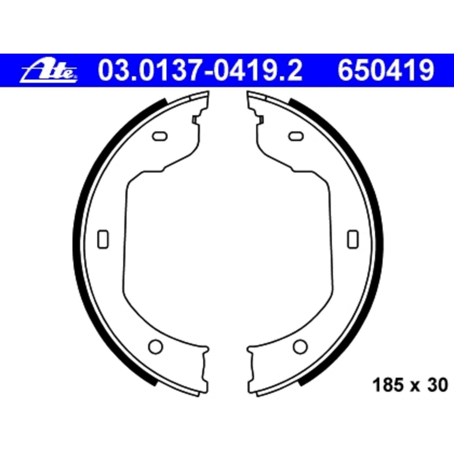 ate parking brake shoe set  frsport 650419