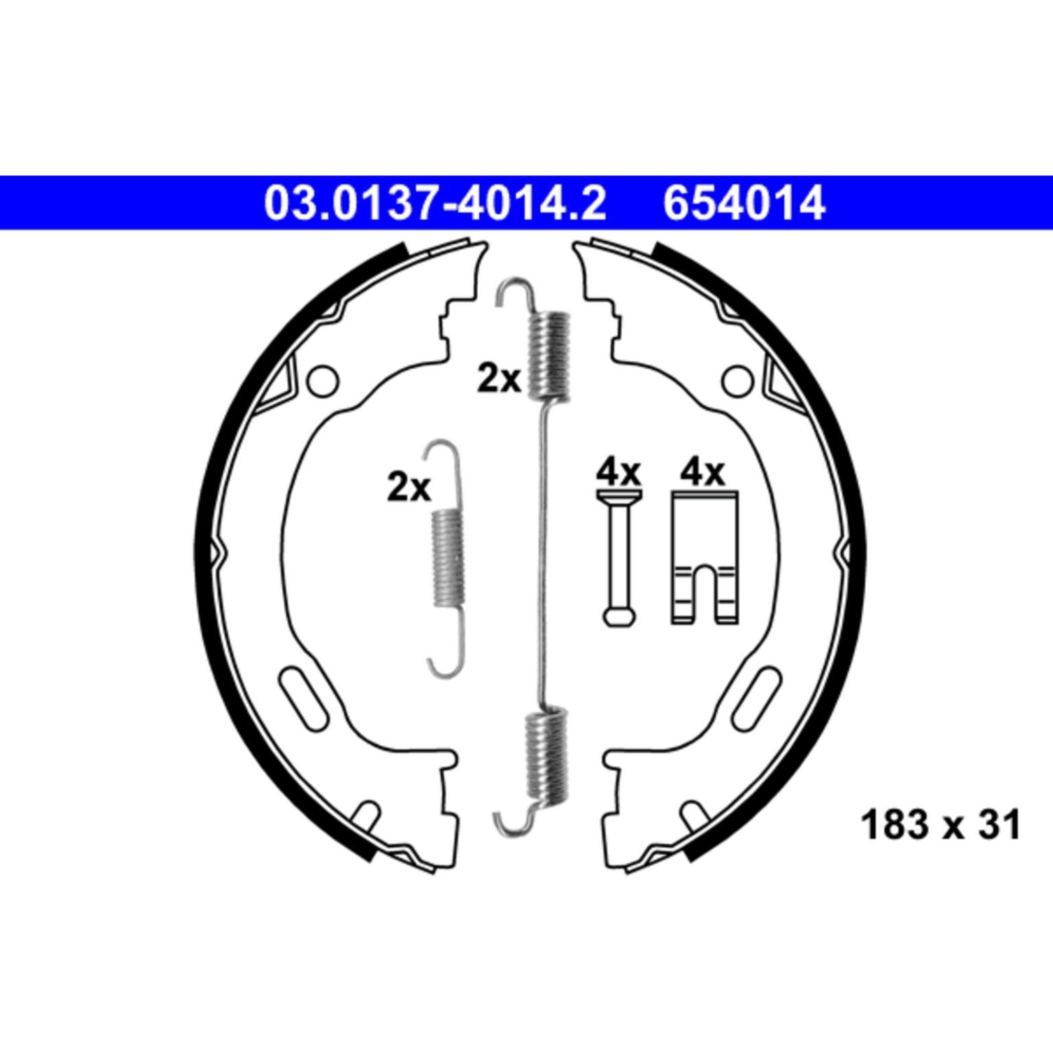 ate parking brake shoe set  frsport 654014