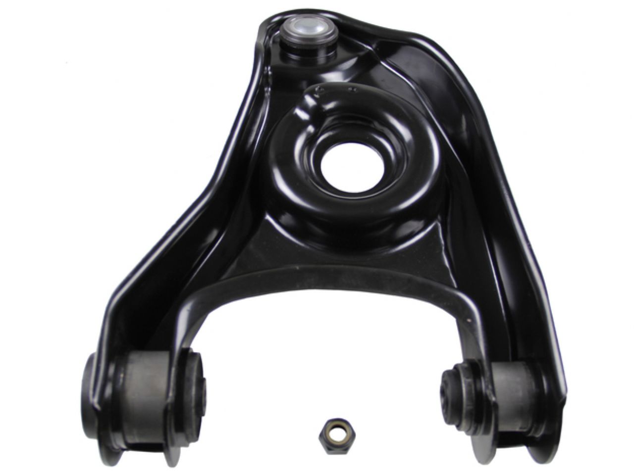 Moog Control Arm and Ball Joint Assembly:Passenger Side, Steel, Black, Ford