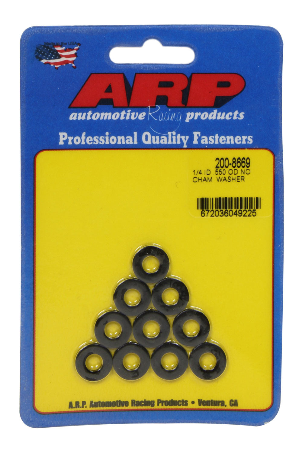 ARP 1/4 ID x .550 OD Black Washers No-Chamfer 10pk ARP200-8669 *Discontinued