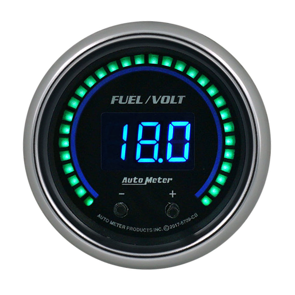 Autometer 52.4mm Black Switchable 0-100 Fuel Level / 8-18V Voltmeter Cobalt Elite Digital Gauge 6709-CB