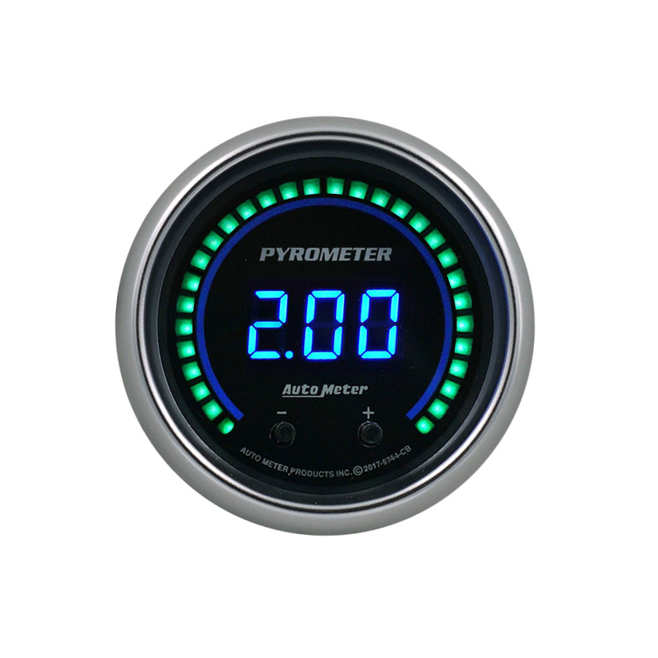 Autometer 52.4mm Black Two Channel 0-2000 Degree Pyrometer (EGT) Cobalt Elite Digital Gauge 6744-CB